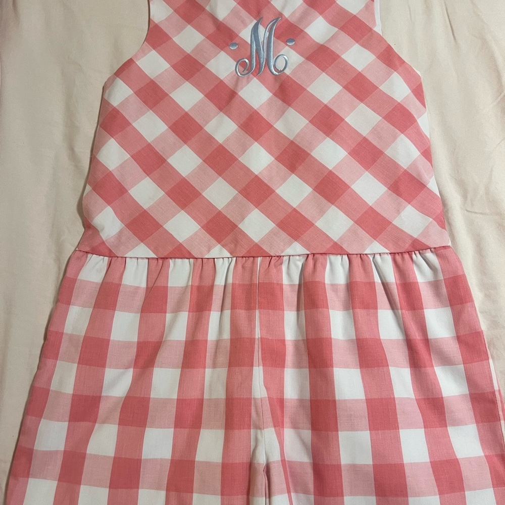 The Beaufort Bonnet Company Mae Ryan Romper Hamptons Pink Check Girls 10 - Picture 2 of 6